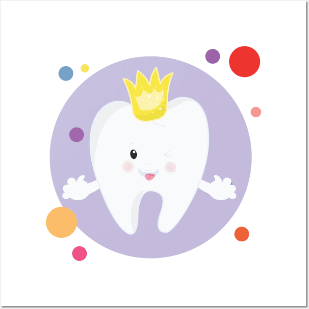 Queen King Shiny Clean Cute Kawaii Tooth Wall Art by The Little Store Of Magic